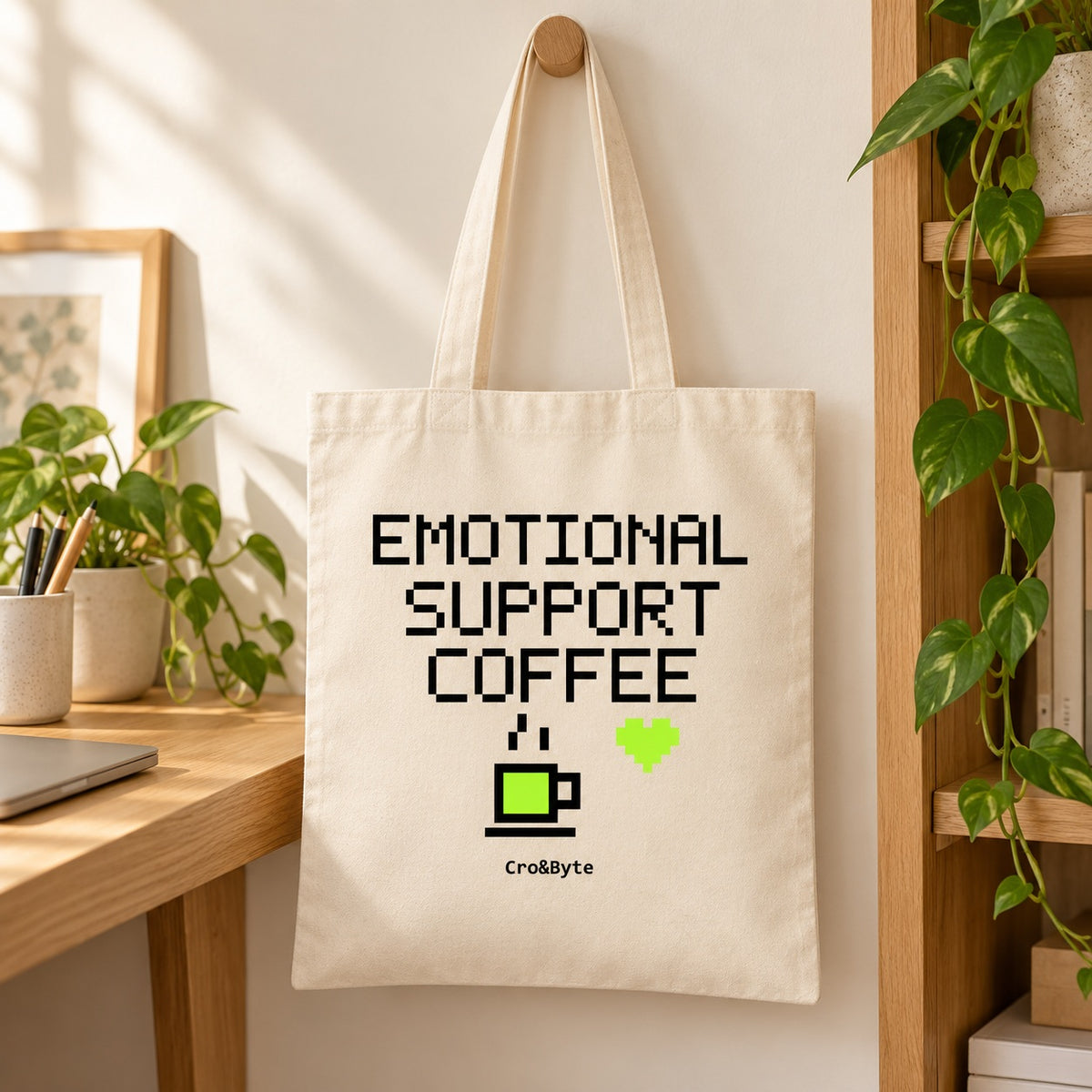 Emotional Support Coffee — Cream artwork preview for tote bag