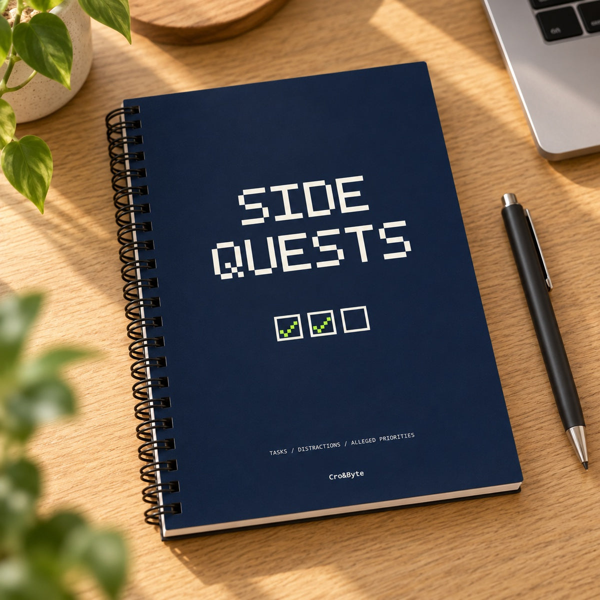 Side Quests — Navy artwork preview for notebook