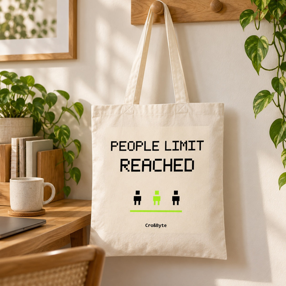 People Limit Reached — Cream artwork preview for tote bag