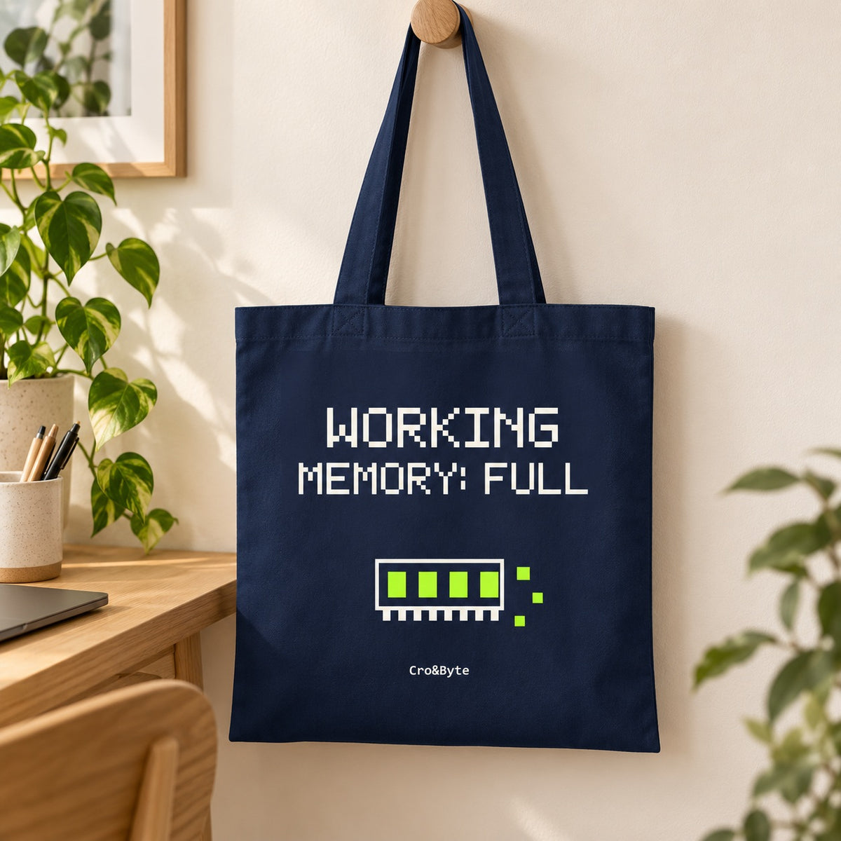 Working Memory: Full — Navy artwork preview for tote bag