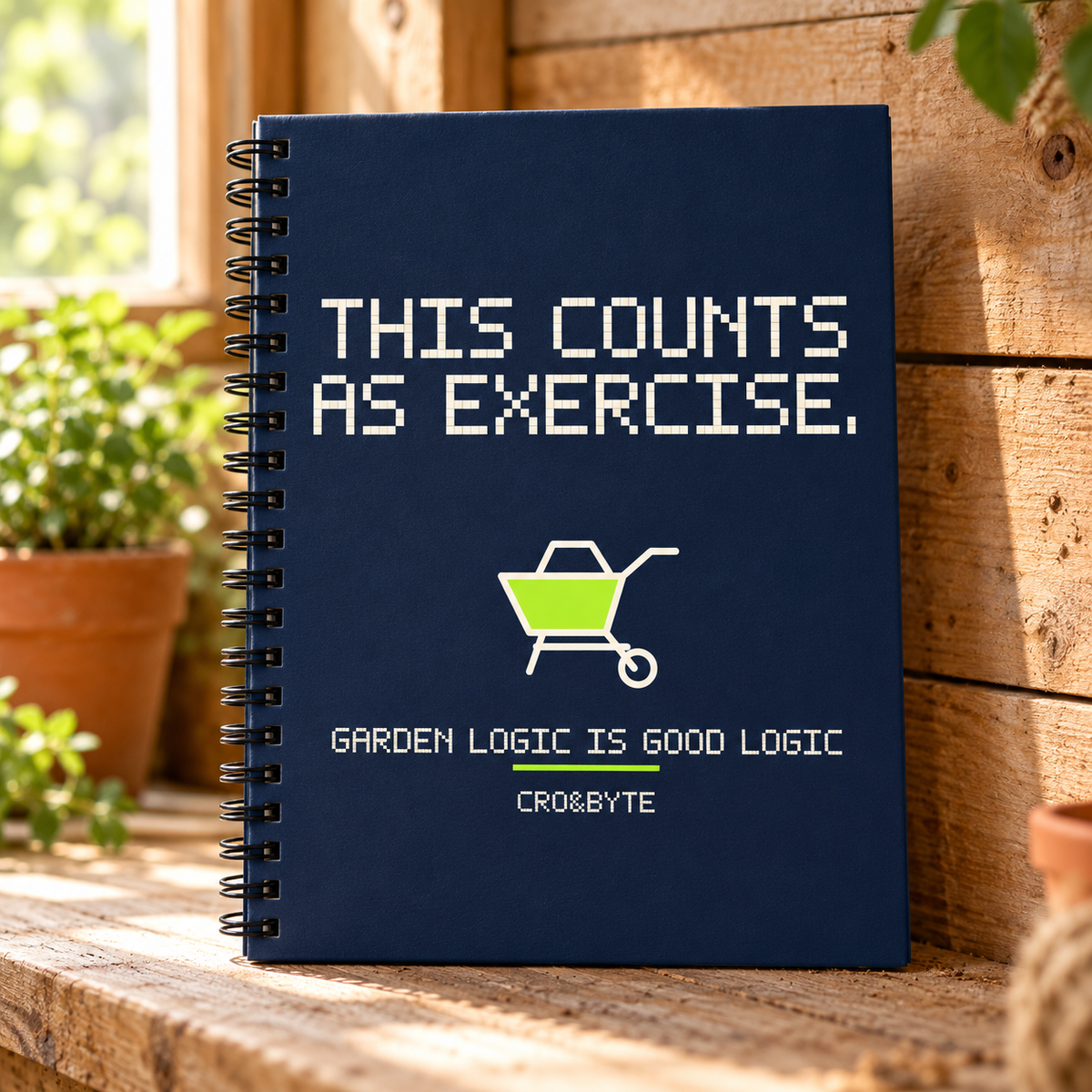 This Counts As Exercise — Navy notebook, individual realistic product photograph