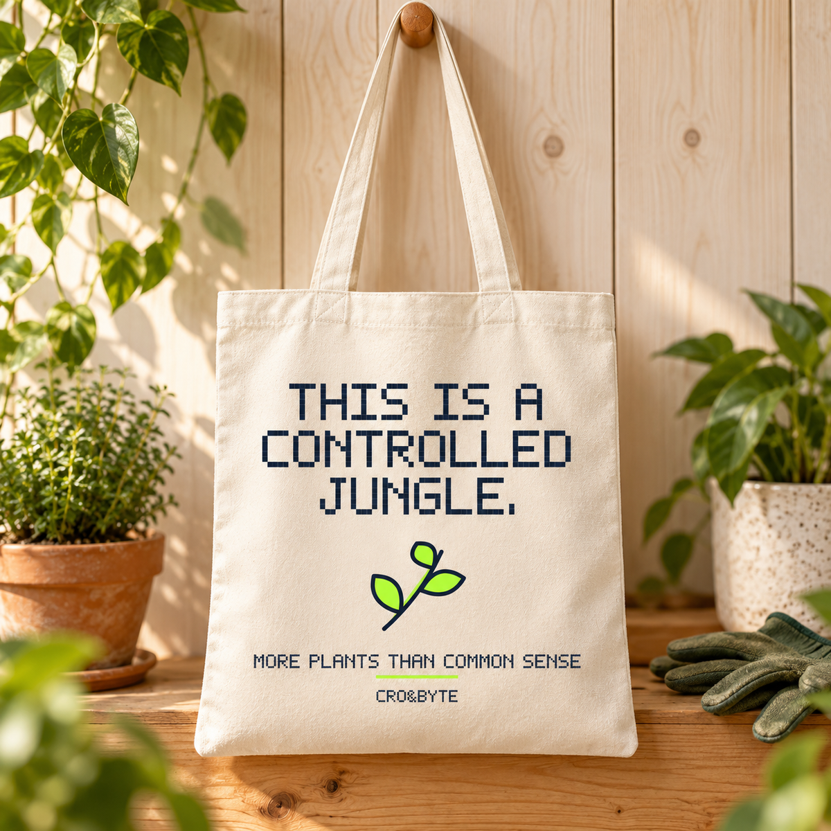 This Is A Controlled Jungle — Tote Bag — Cream individual lifestyle photo
