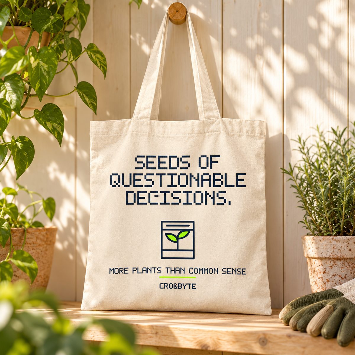 Seeds Of Questionable Decisions — Tote Bag — Cream individual lifestyle photo
