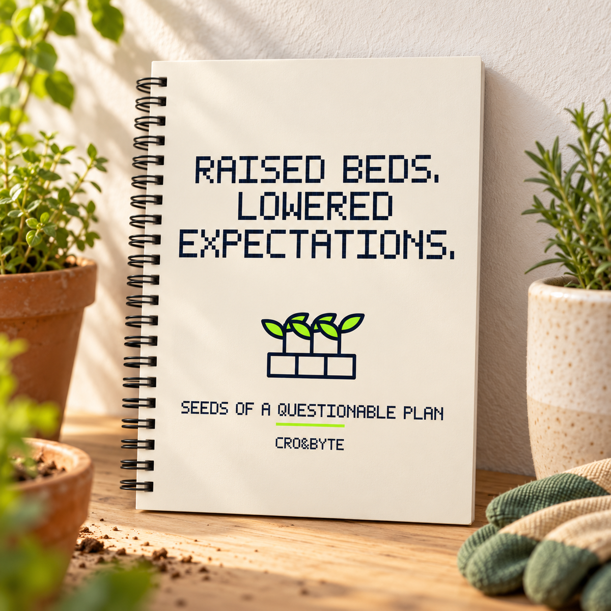 Raised Beds Lowered Expectations — Notebook — Cream individual lifestyle photo