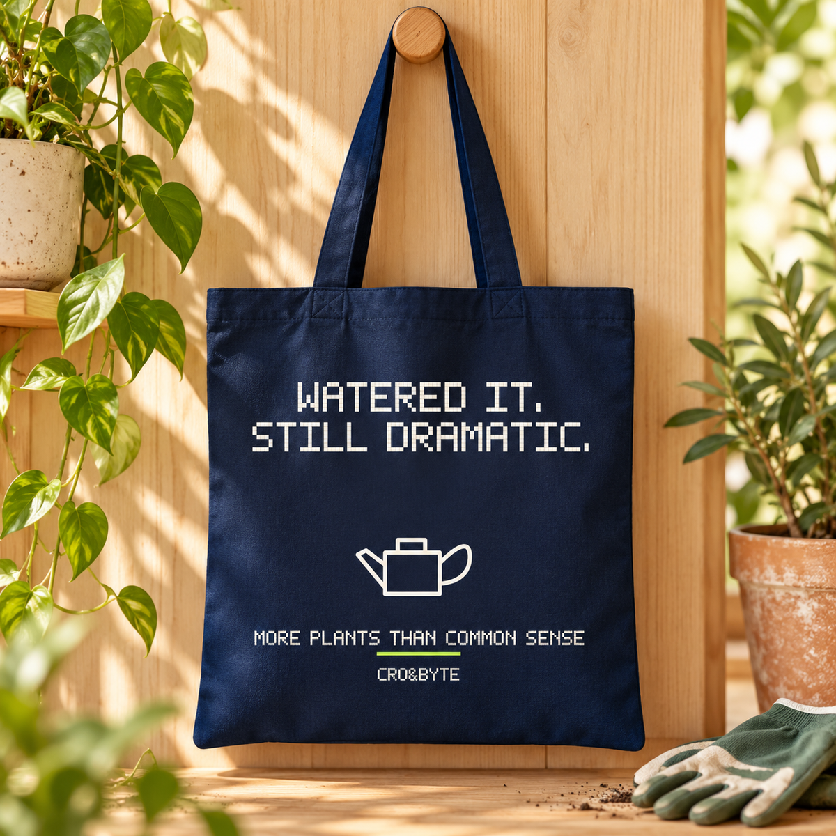 Watered It Still Dramatic — Tote Bag — Navy individual lifestyle photo