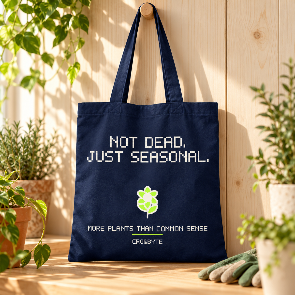 Not Dead Just Seasonal — Tote Bag — Navy individual lifestyle photo