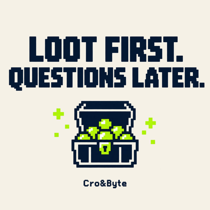Loot First Questions Later — Cream corrected artwork preview for tote