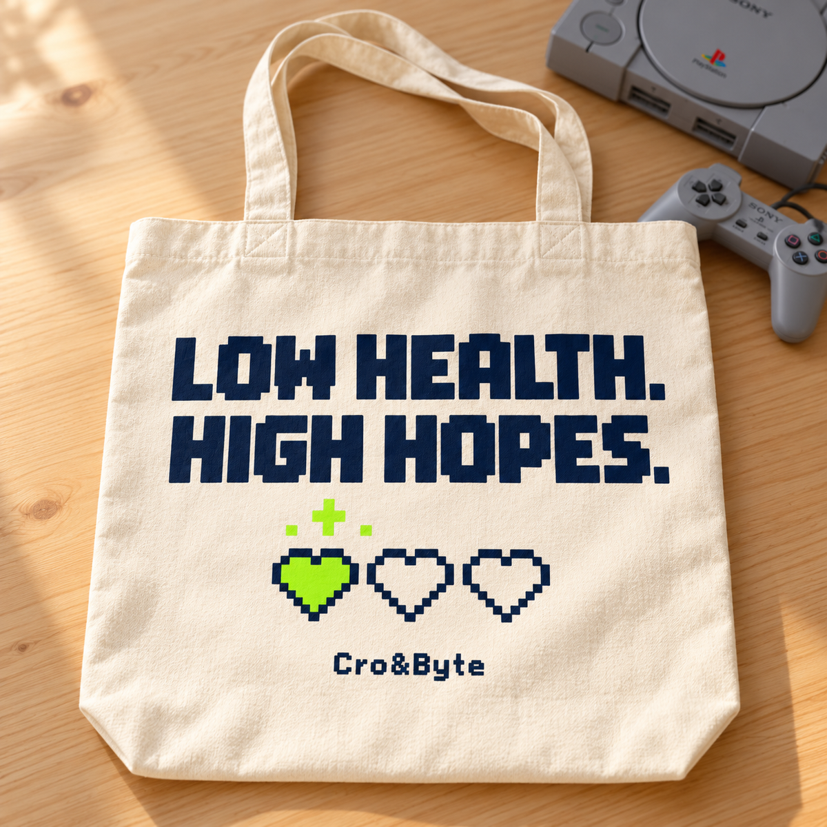 low health high hopes tote — Cream lifestyle photo