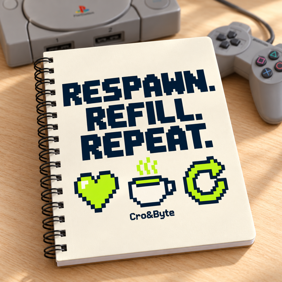 respawn refill repeat notebook — Cream lifestyle photo
