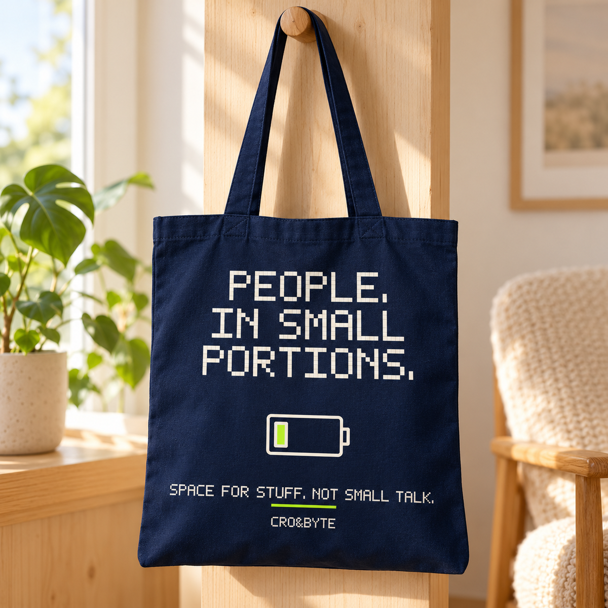 People In Small Portions — Tote Bag — Navy individual lifestyle photo