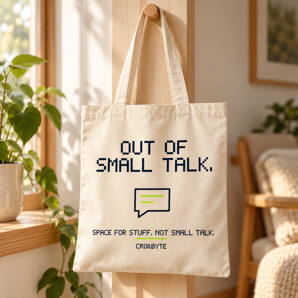 Out Of Small Talk — Tote Bag — Cream individual lifestyle photo