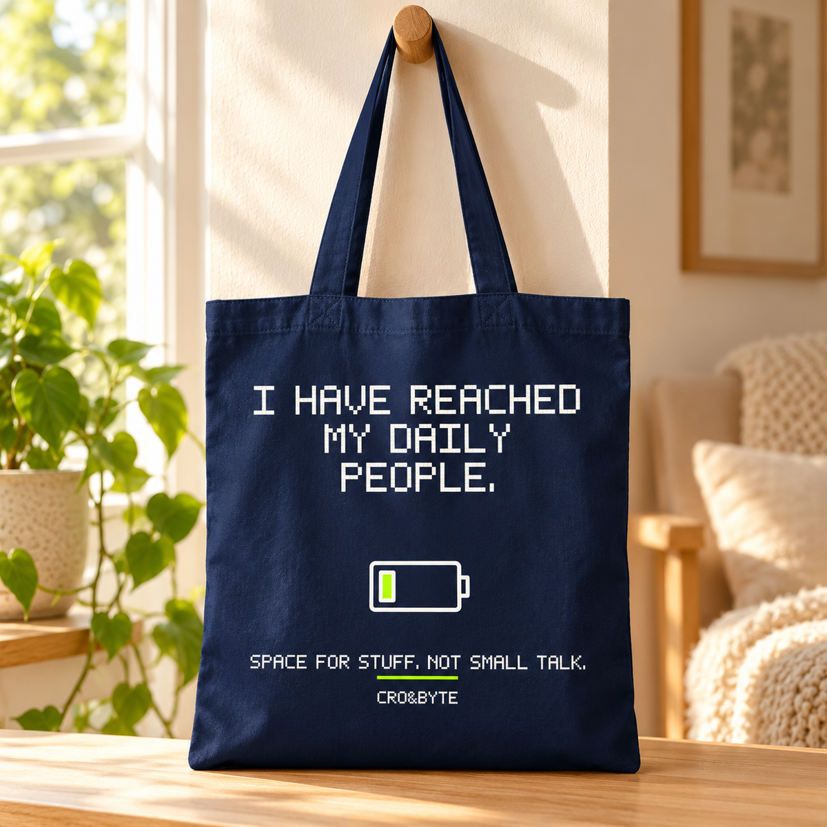 Reached My Daily People — Tote Bag — Navy individual lifestyle photo