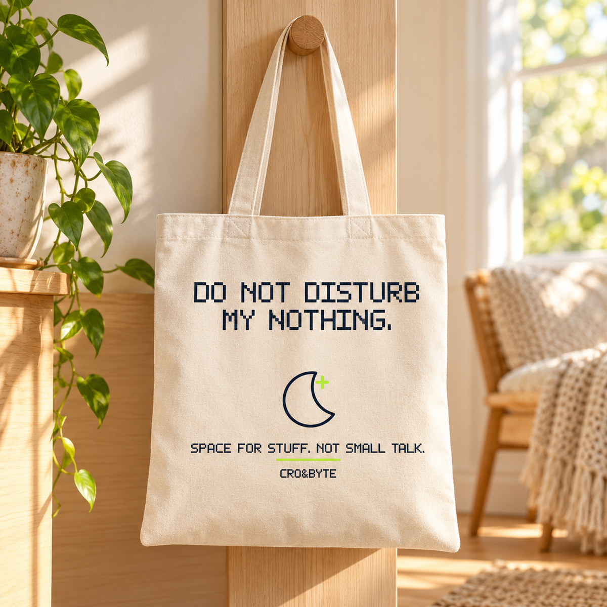 Do Not Disturb My Nothing — Tote Bag — Cream individual lifestyle photo