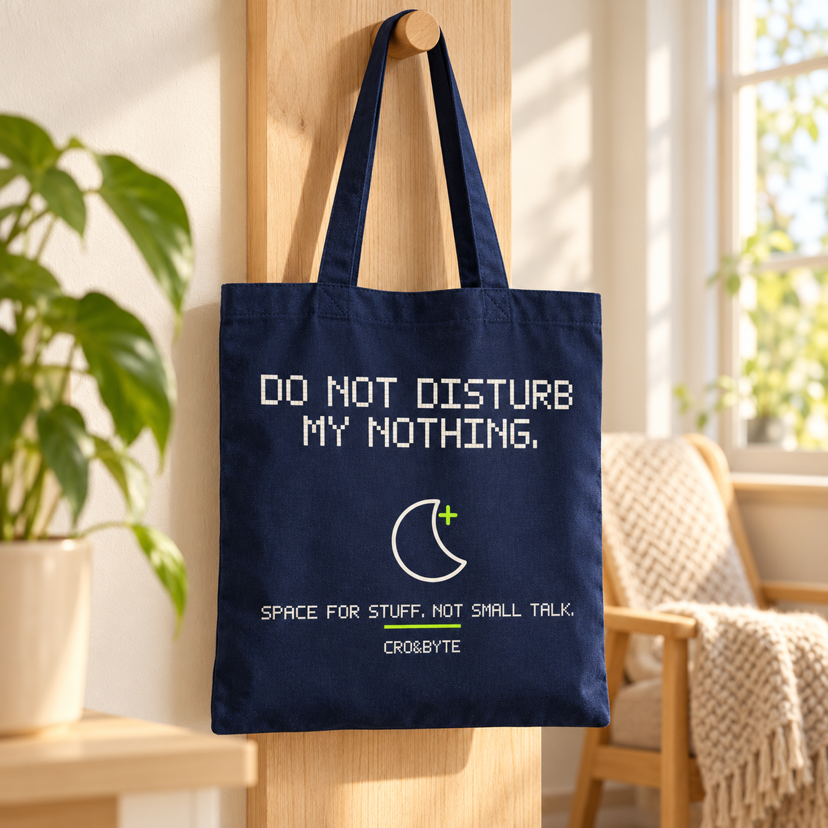 Do Not Disturb My Nothing — Tote Bag — Navy individual lifestyle photo