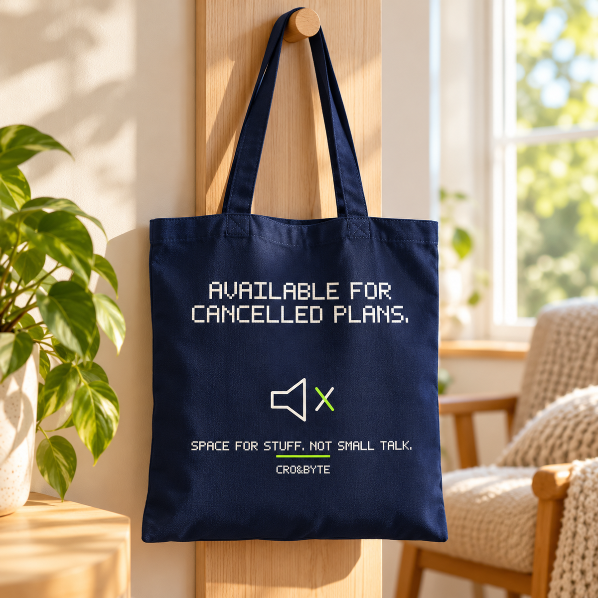 Available For Cancelled Plans — Tote Bag — Navy individual lifestyle photo