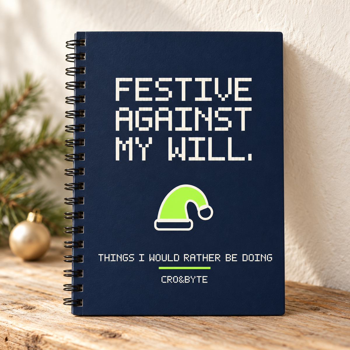 Festive Against My Will — Notebook — Navy individual lifestyle product image