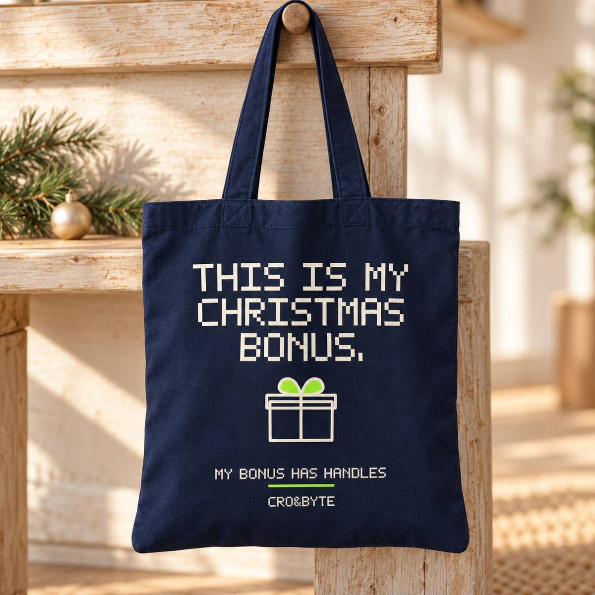 This Is My Christmas Bonus — Tote Bag — Navy individual lifestyle product image