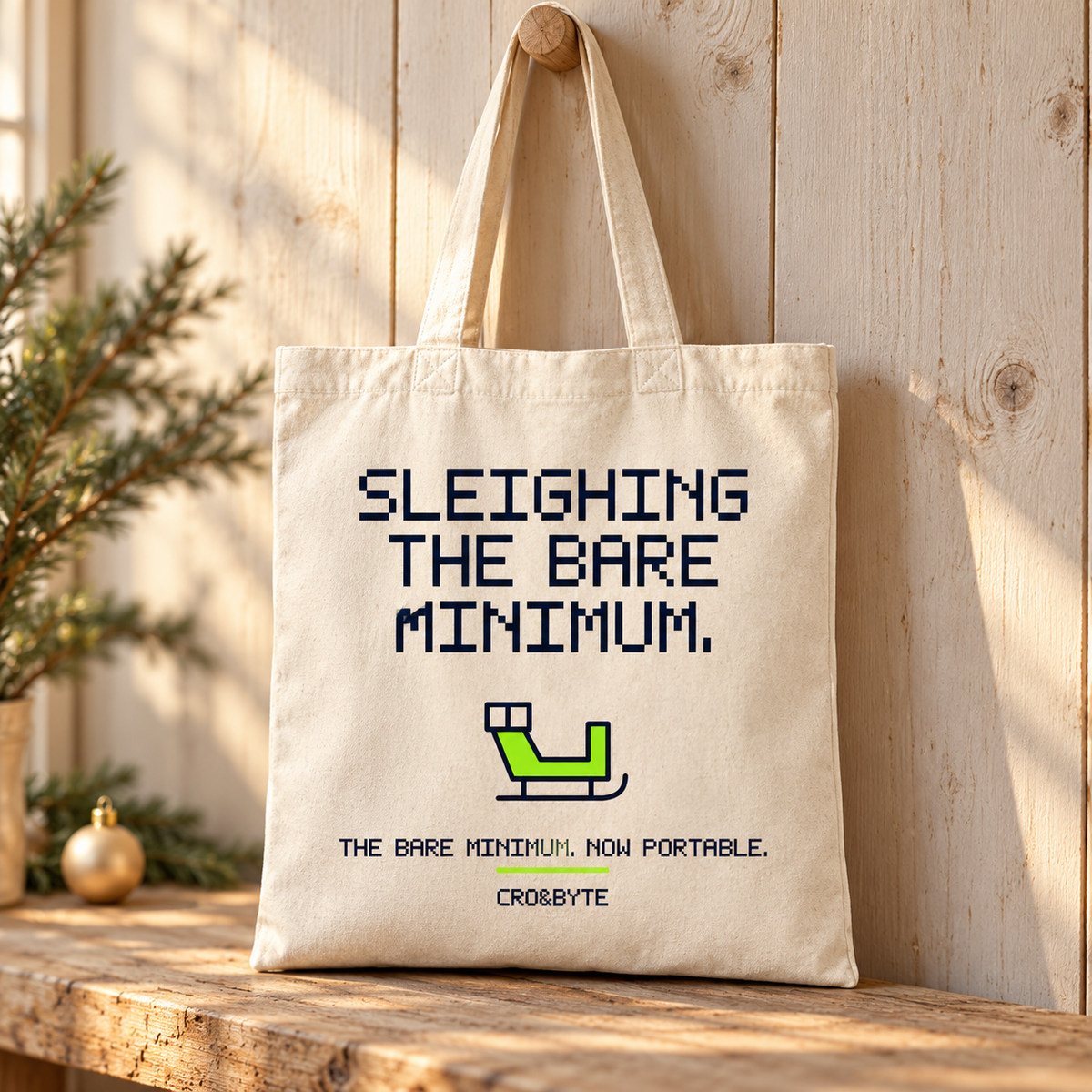 Sleighing The Bare Minimum — Tote Bag — Cream individual lifestyle product image