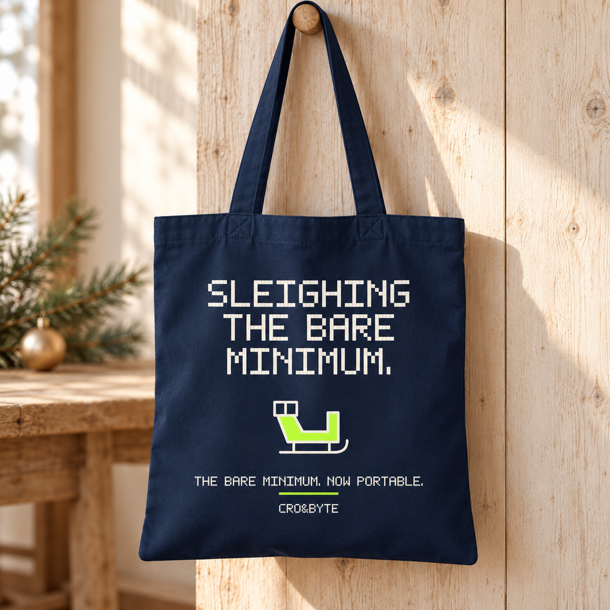 Sleighing The Bare Minimum — Tote Bag — Navy individual lifestyle product image