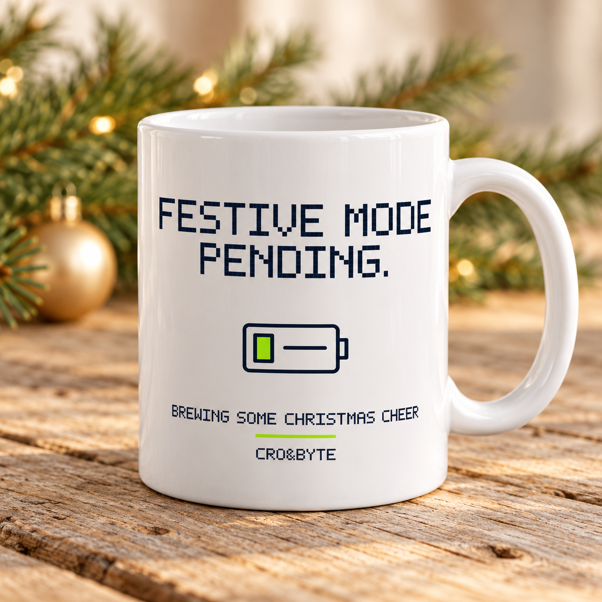 Festive Mode Pending — Mug — White individual lifestyle product image