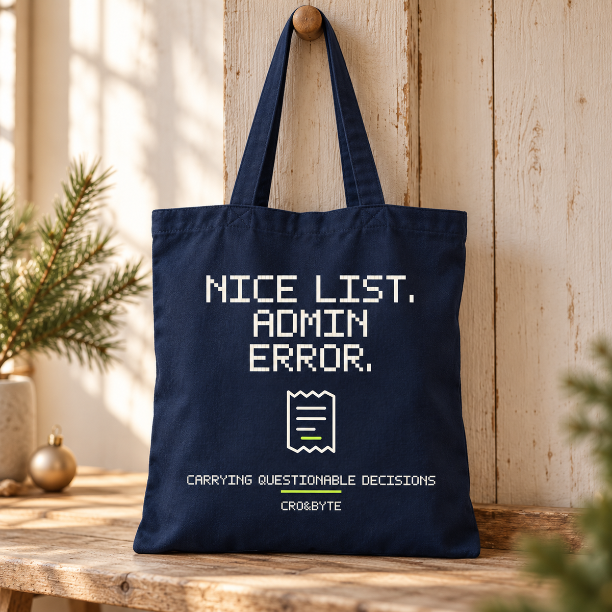 Nice List Admin Error — Tote Bag — Navy individual lifestyle product image
