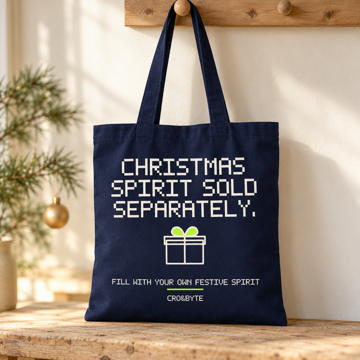 Christmas Spirit Sold Separately — Tote Bag — Navy individual lifestyle product image
