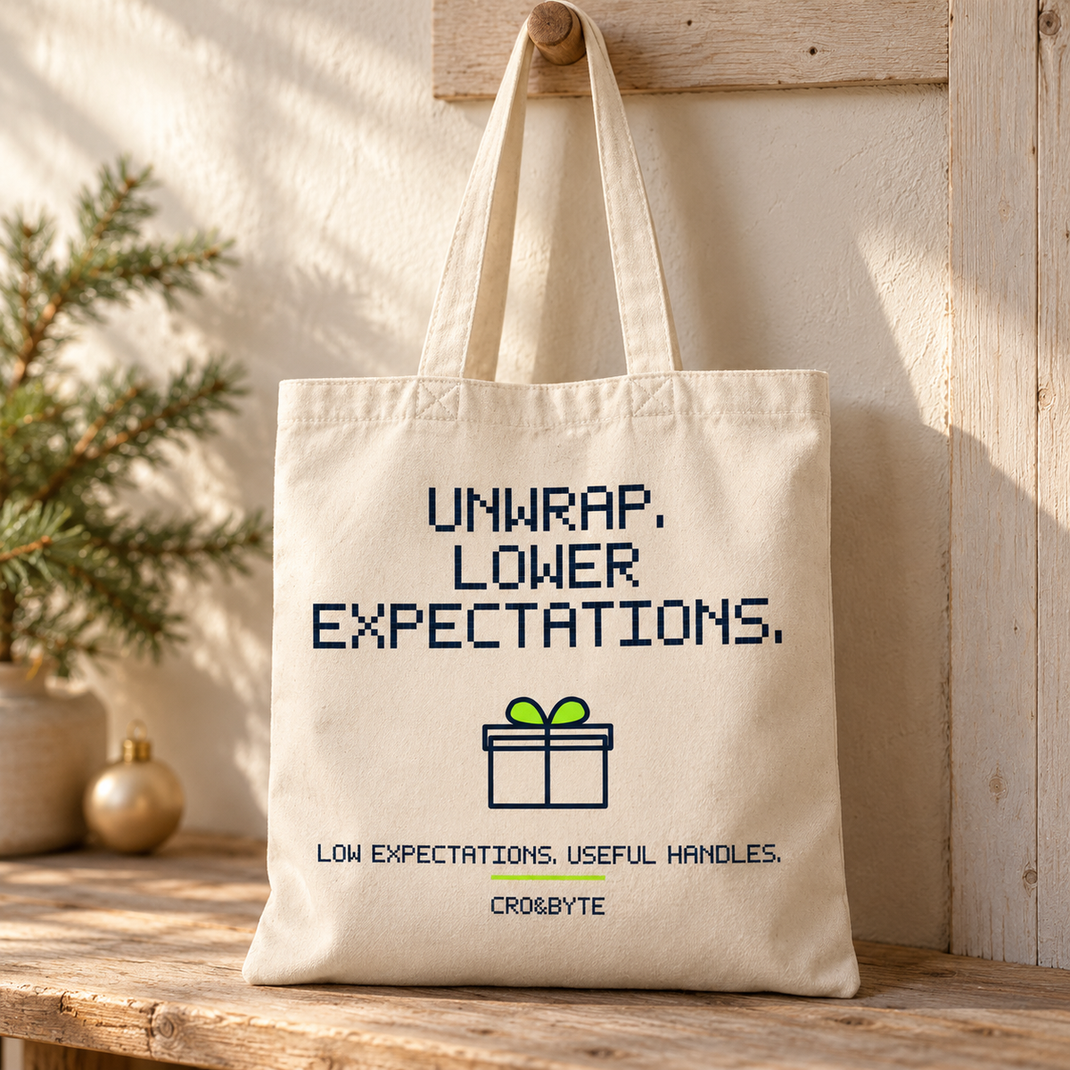 Unwrap Lower Expectations — Tote Bag — Cream individual lifestyle product image