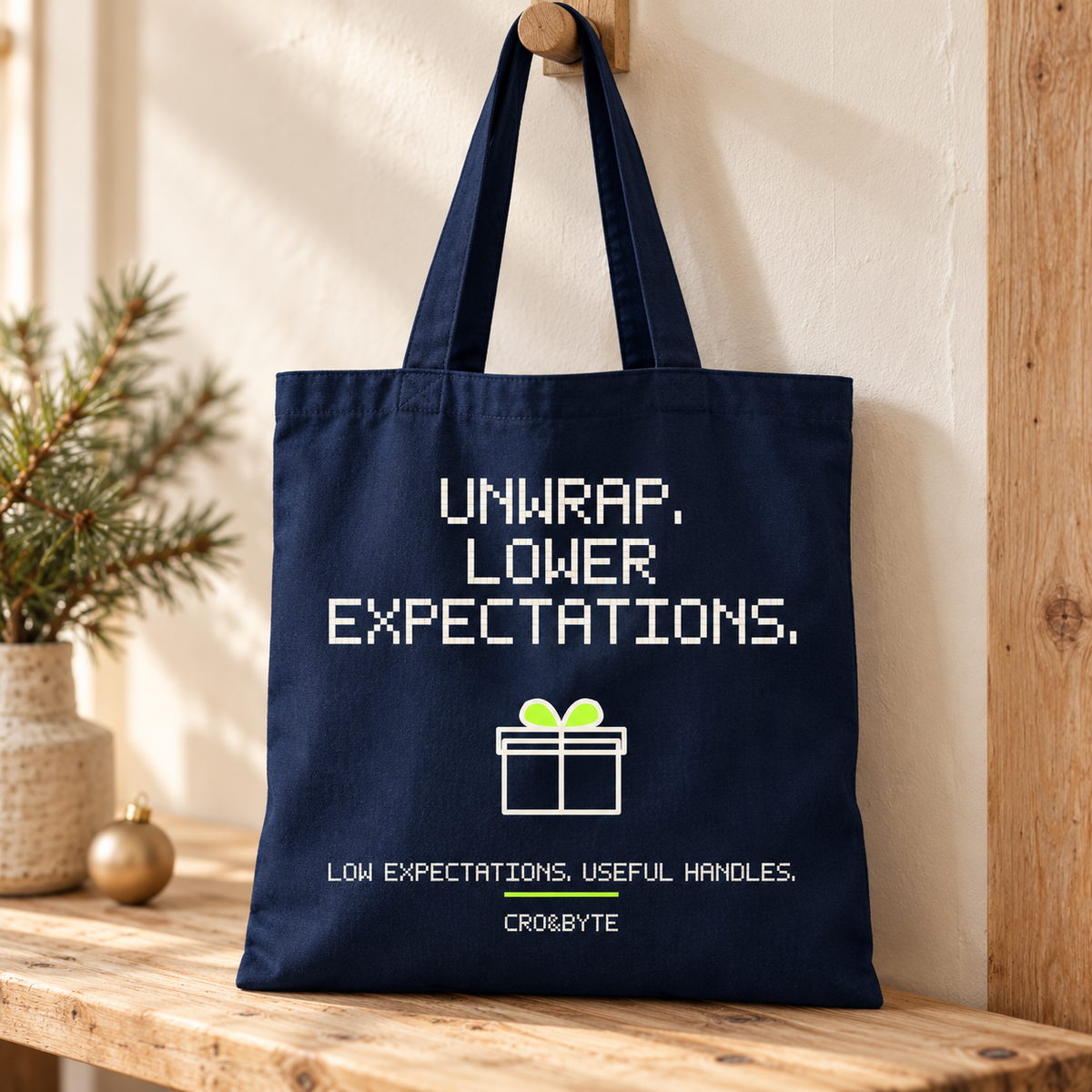 Unwrap Lower Expectations — Tote Bag — Navy individual lifestyle product image