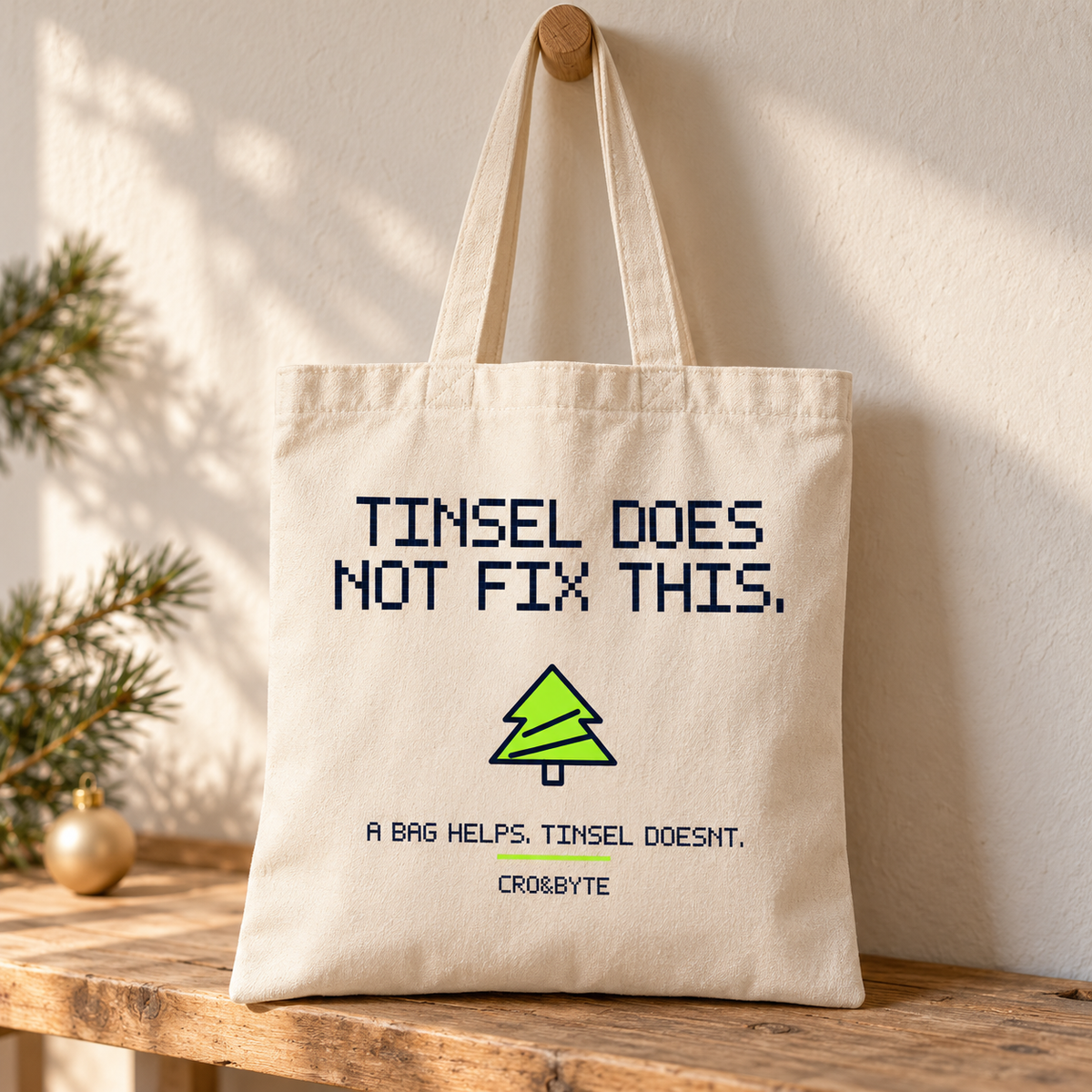 Tinsel Does Not Fix This — Tote Bag — Cream individual lifestyle product image
