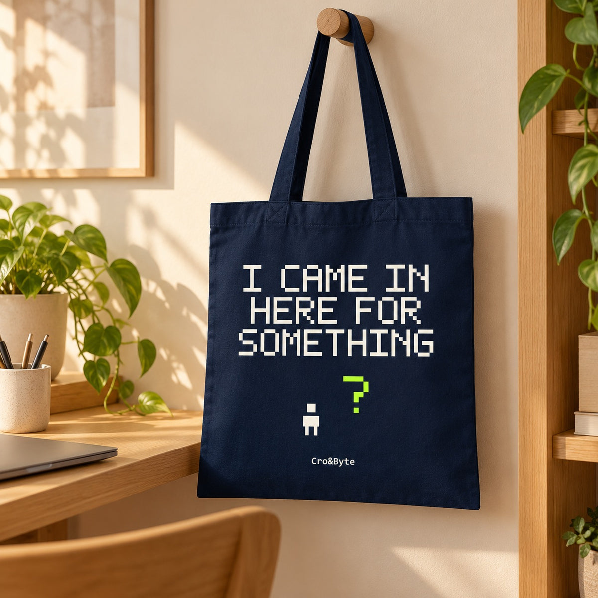 I Came in Here for Something — Navy artwork preview for tote bag