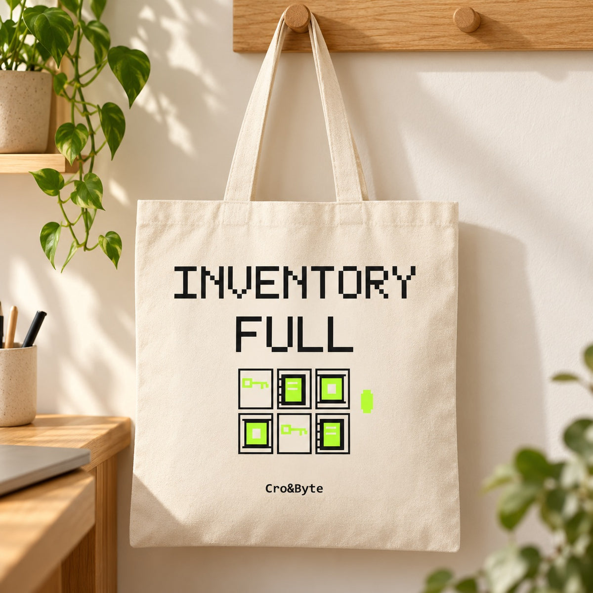 Inventory Full — Cream artwork preview for tote bag
