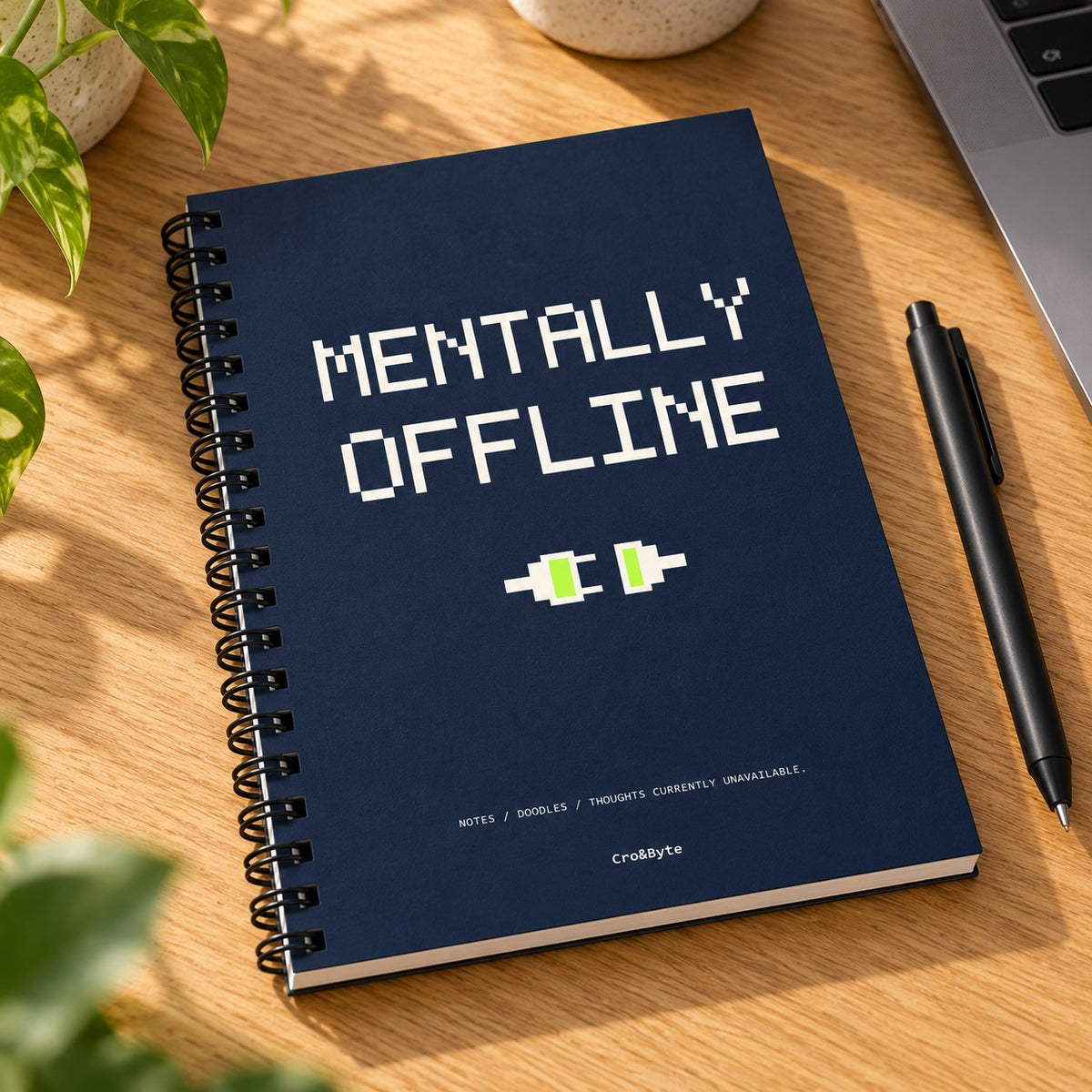 Mentally Offline — Navy artwork preview for notebook