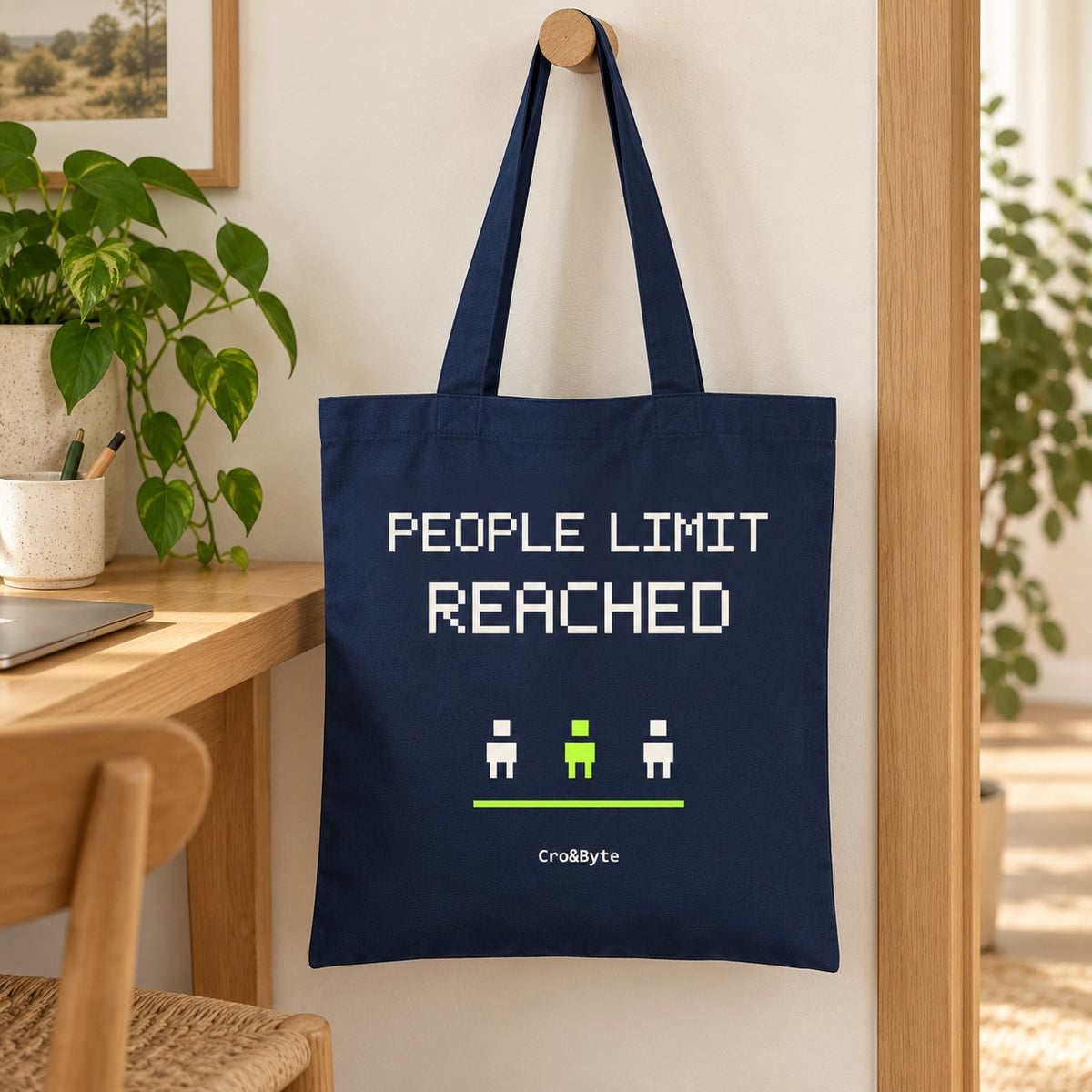 People Limit Reached — Navy artwork preview for tote bag