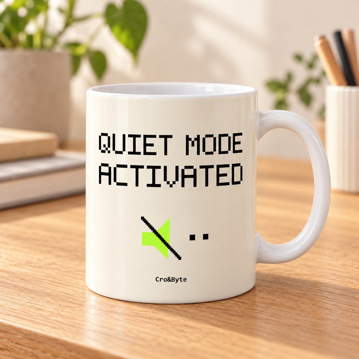 Quiet Mode Activated — Cream artwork preview for mug