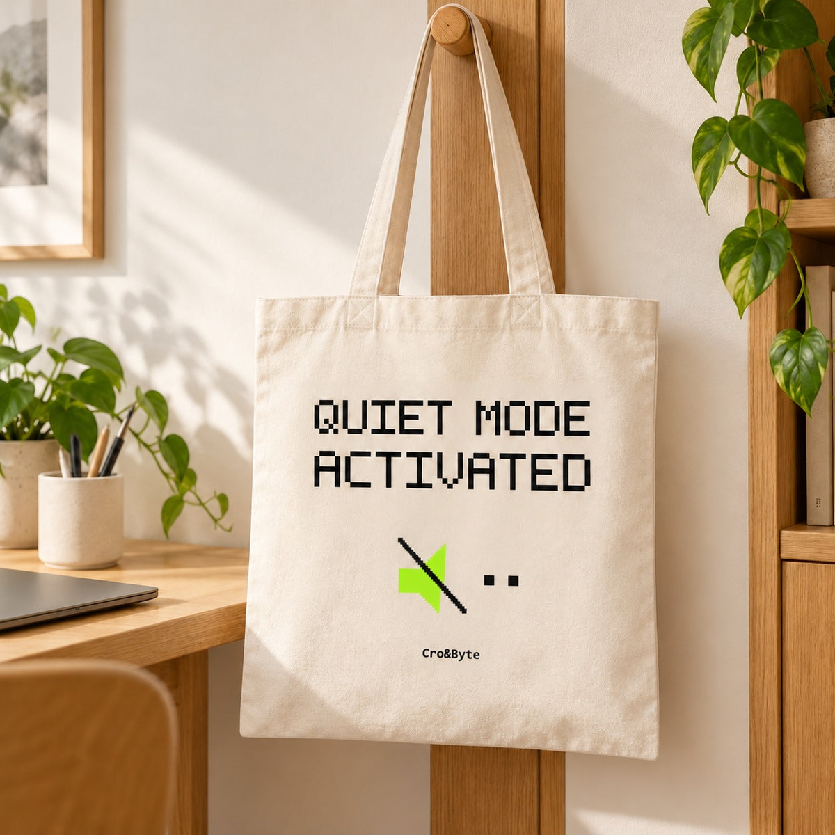 Quiet Mode Activated — Cream artwork preview for tote bag