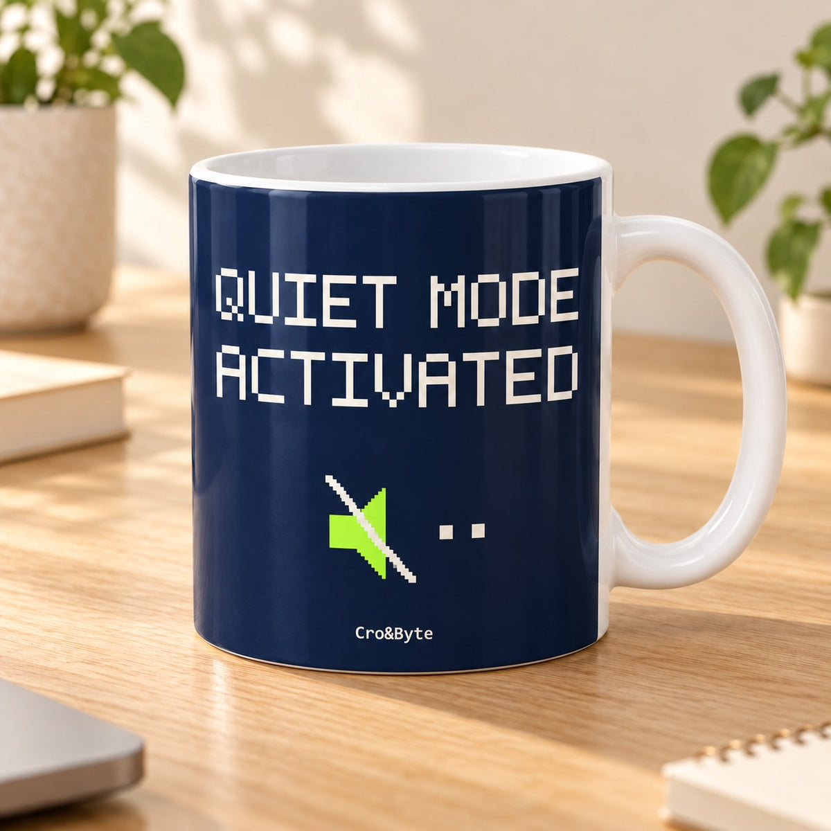 Quiet Mode Activated — Navy artwork preview for mug