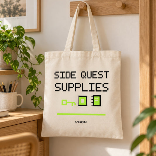 Side Quest Supplies — Cream artwork preview for tote bag