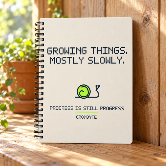 Growing Things Slowly — Cream notebook, individual realistic product photograph
