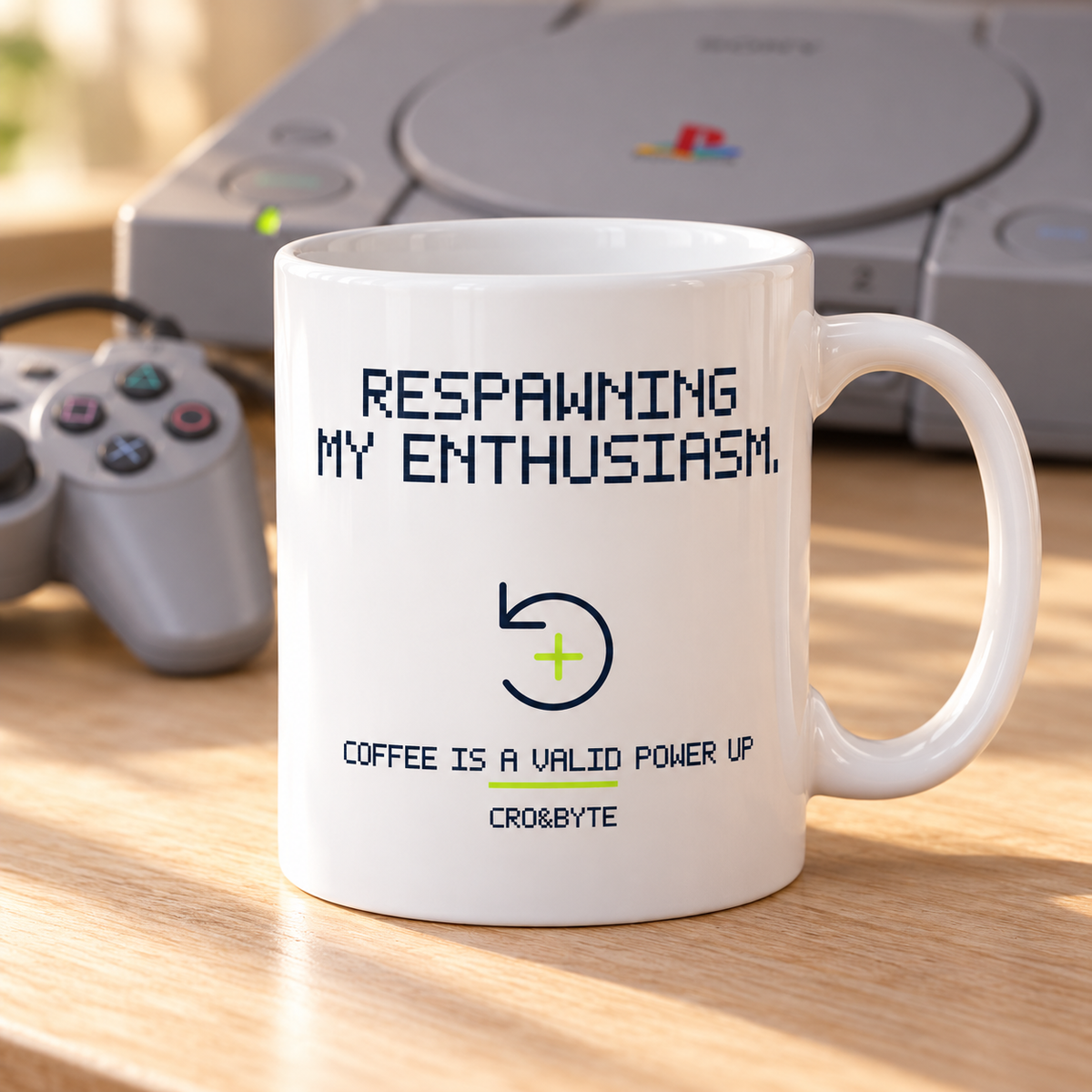 Respawning My Enthusiasm — Mug — White individual lifestyle photo