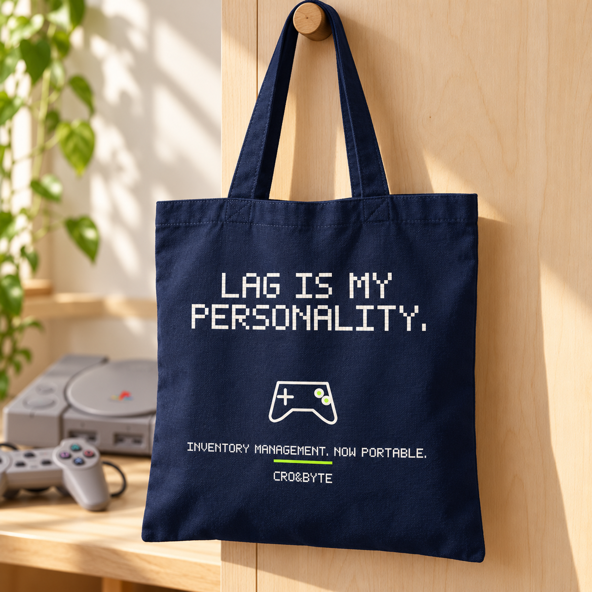 Lag Is My Personality — Tote Bag — Navy individual lifestyle photo