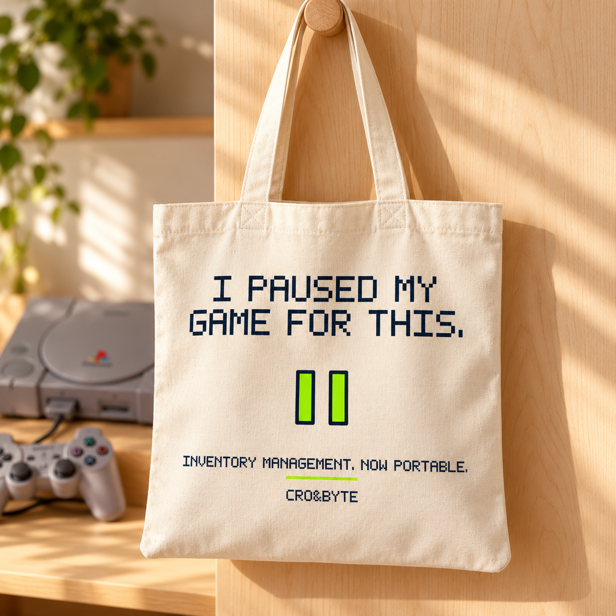 I Paused My Game For This — Tote Bag — Cream individual lifestyle photo