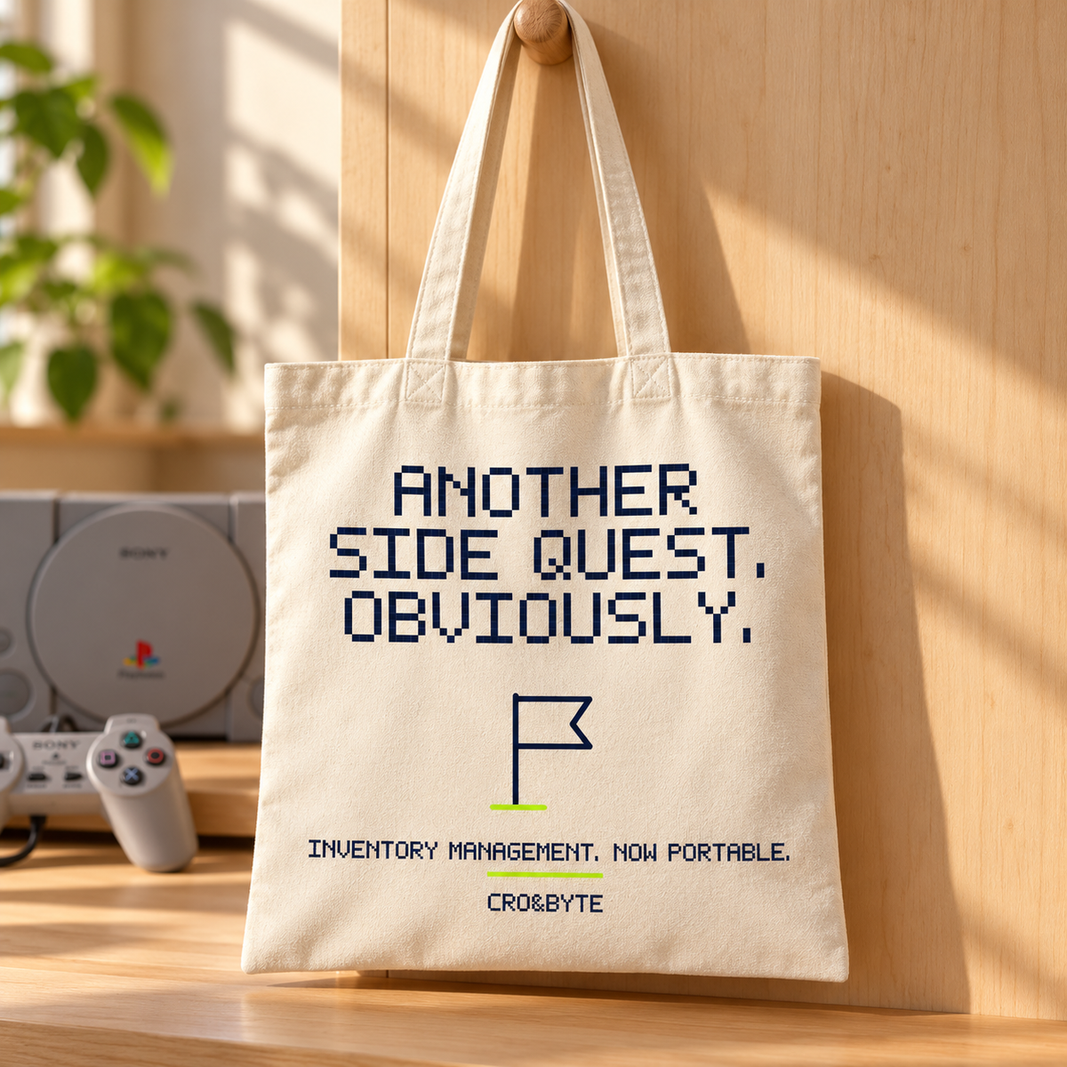 Another Side Quest Obviously — Tote Bag — Cream individual lifestyle photo