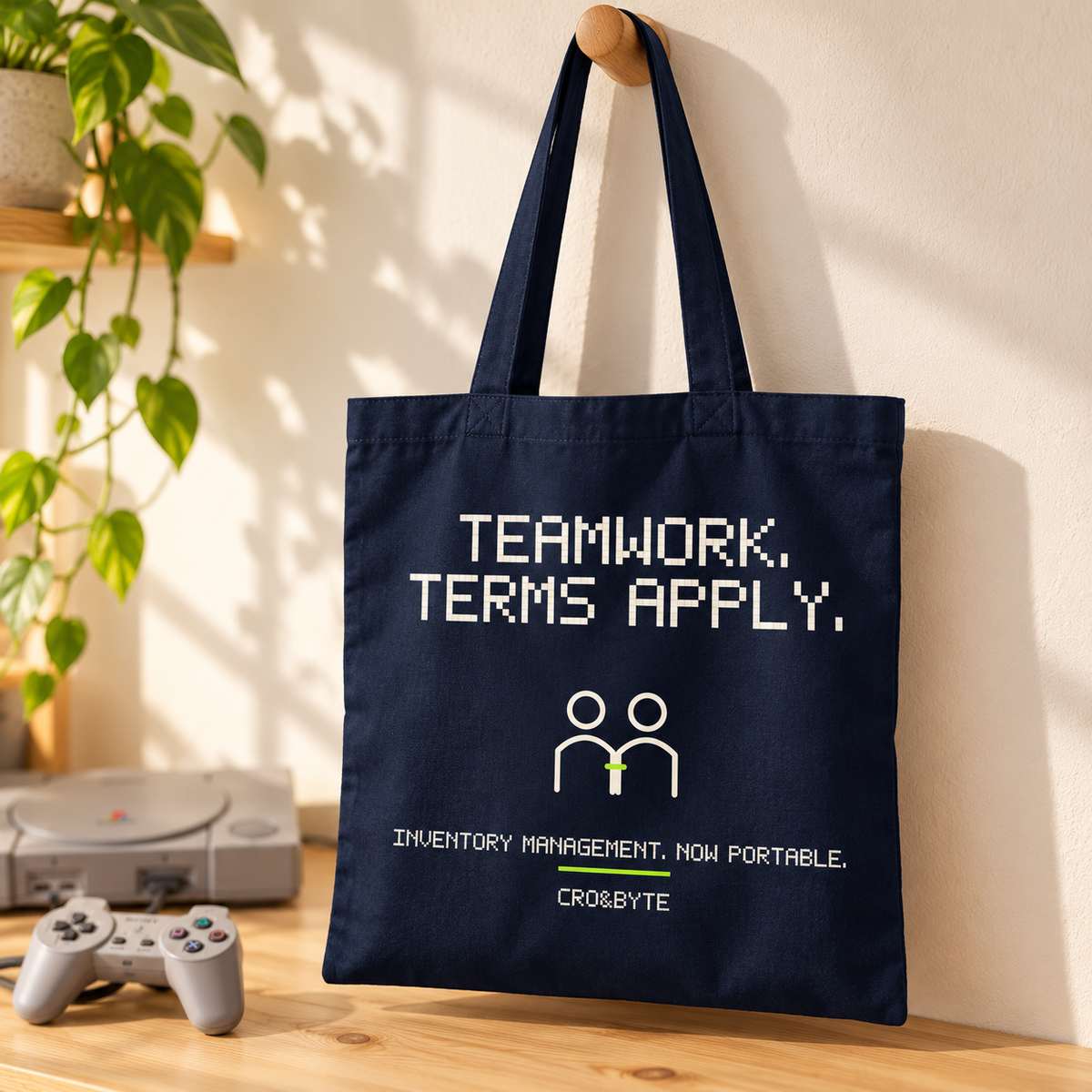 Teamwork Terms Apply — Tote Bag — Navy individual lifestyle photo