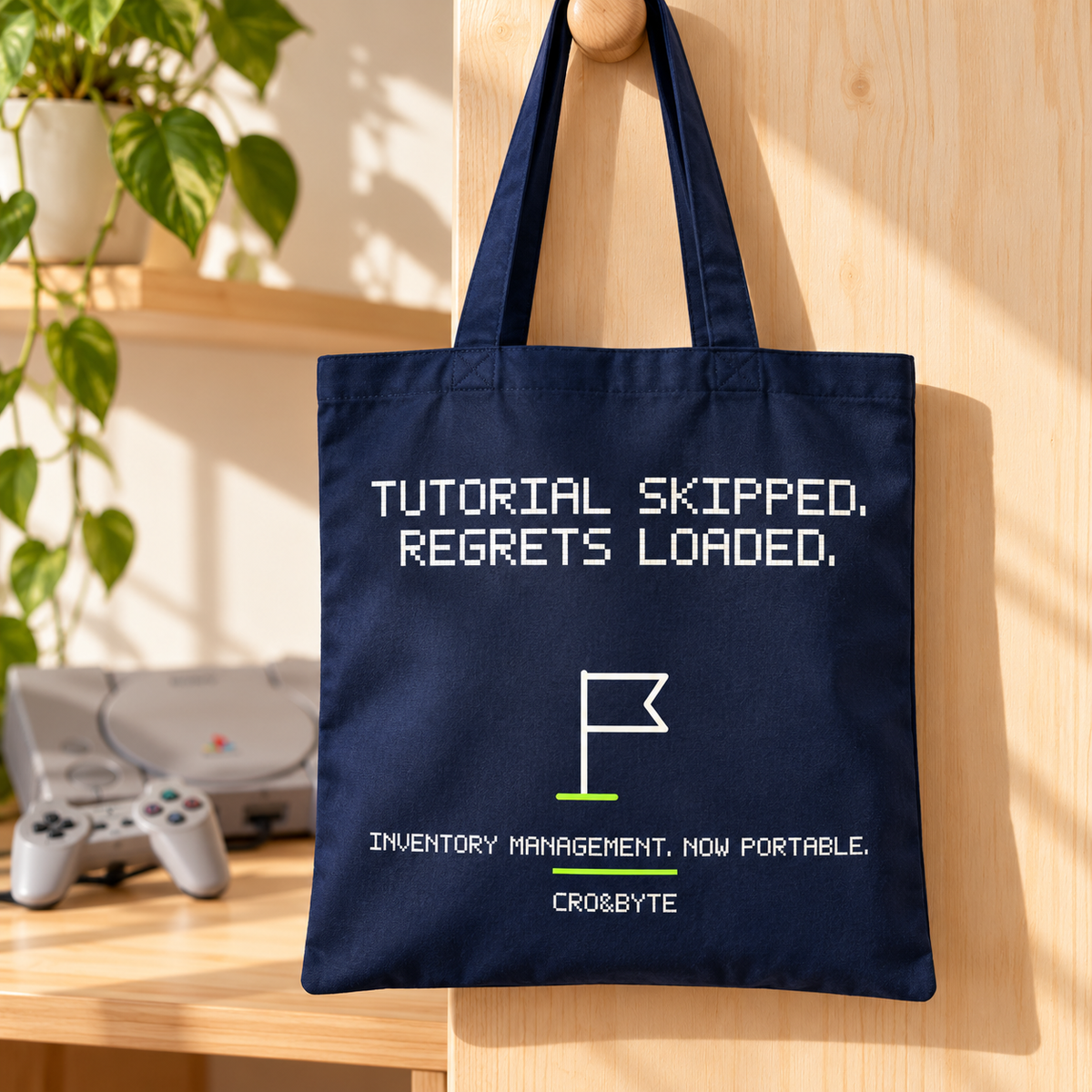 Tutorial Skipped Regrets Loaded — Tote Bag — Navy individual lifestyle photo