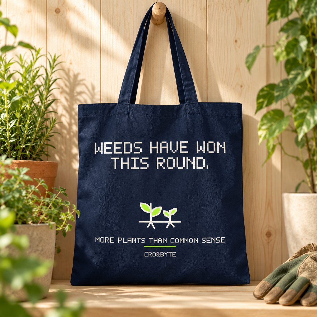 Weeds Have Won This Round — Tote Bag — Navy individual lifestyle photo