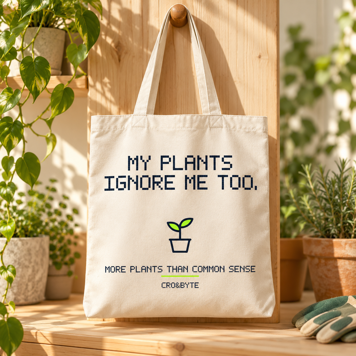 My Plants Ignore Me Too — Tote Bag — Cream individual lifestyle photo