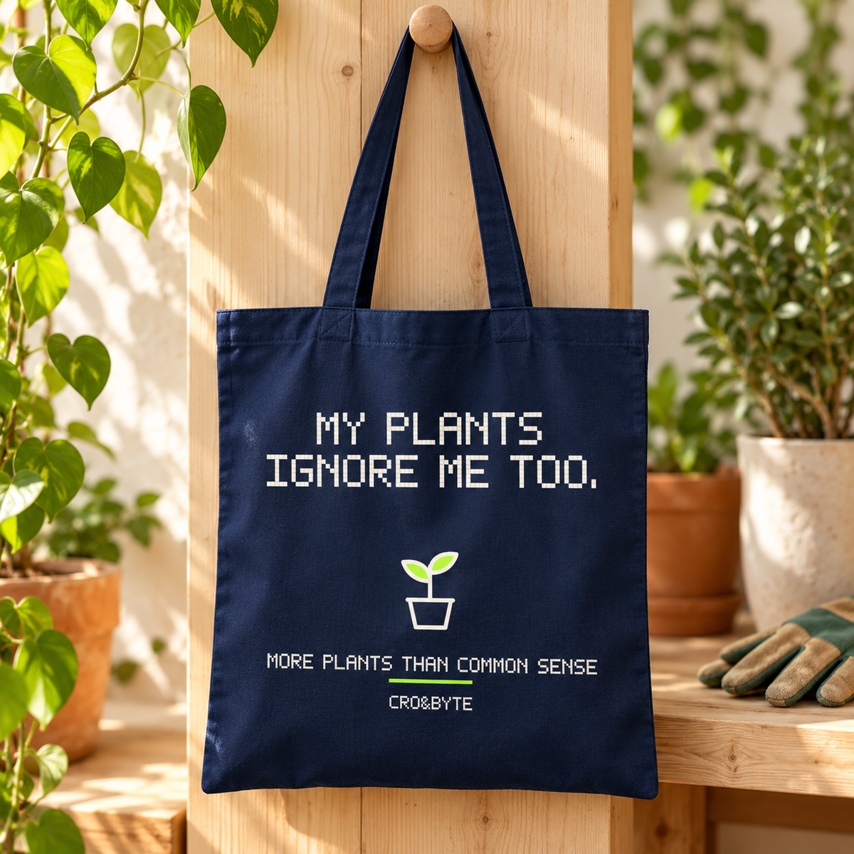 My Plants Ignore Me Too — Tote Bag — Navy individual lifestyle photo
