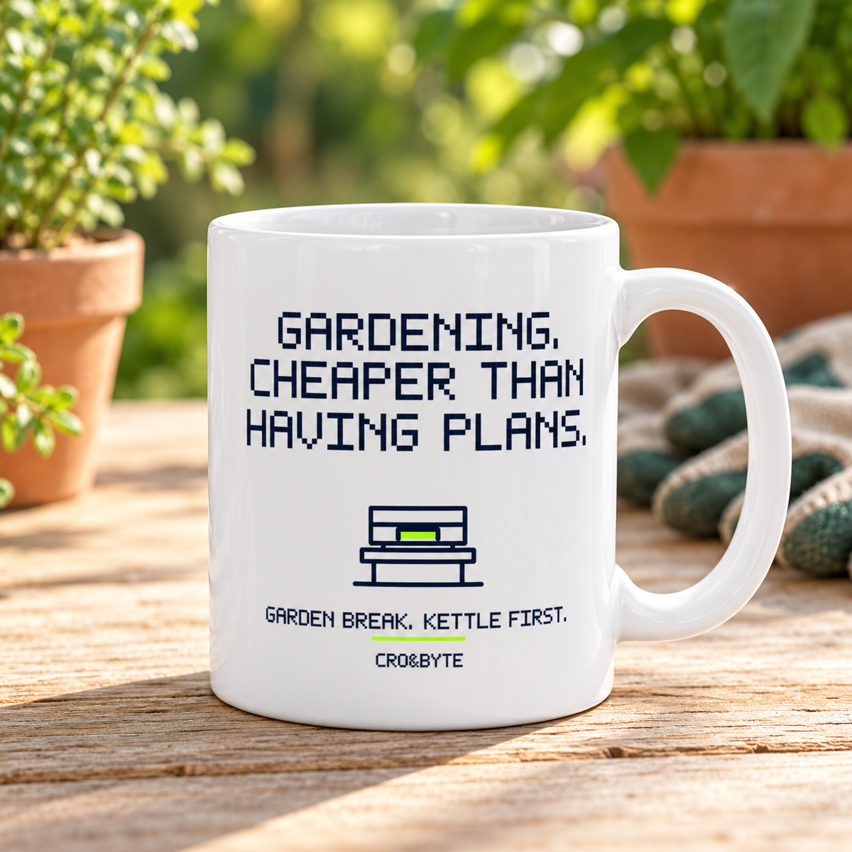 Gardening Cheaper Than Plans — Mug — White individual lifestyle photo