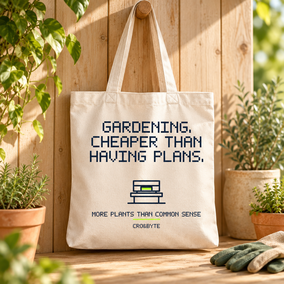 Gardening Cheaper Than Plans — Tote Bag — Cream individual lifestyle photo