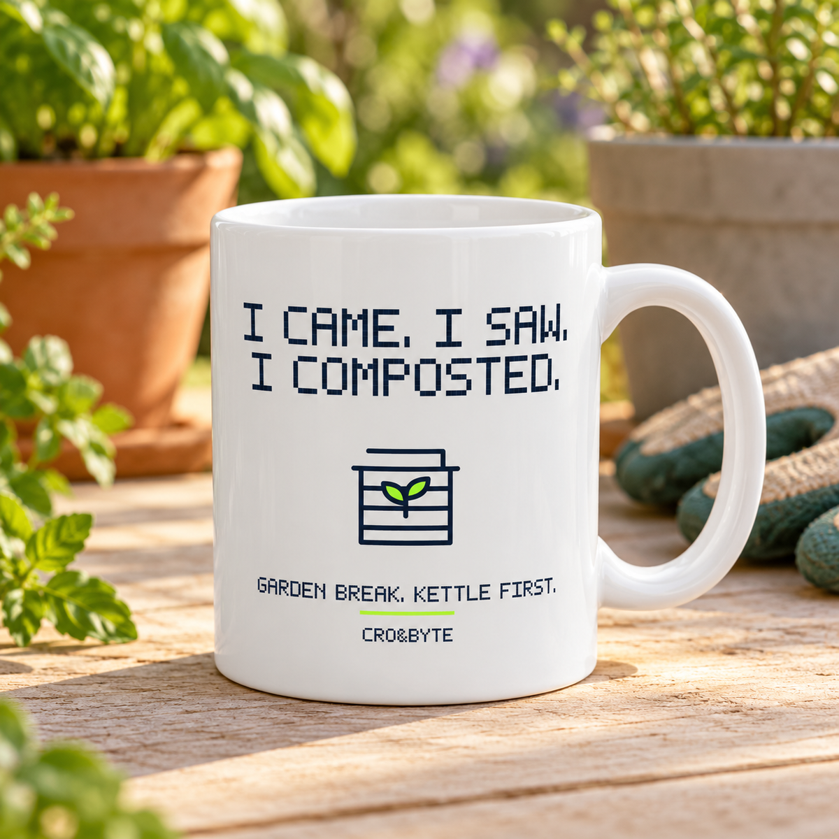 I Came I Saw I Composted — Mug — White individual lifestyle photo
